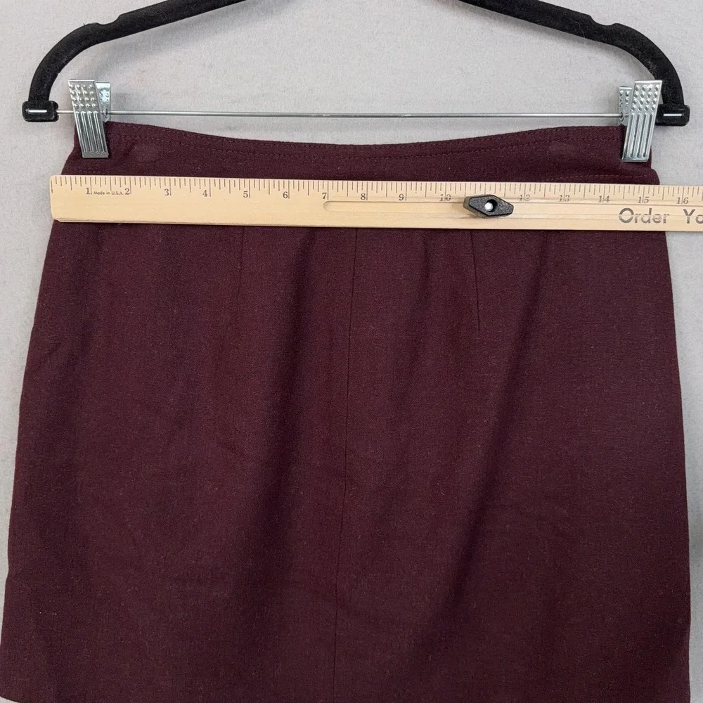 Madewell Skirt Womens 4 Burgundy Wool Blend A Line Mini Zip Pockets Career Fall